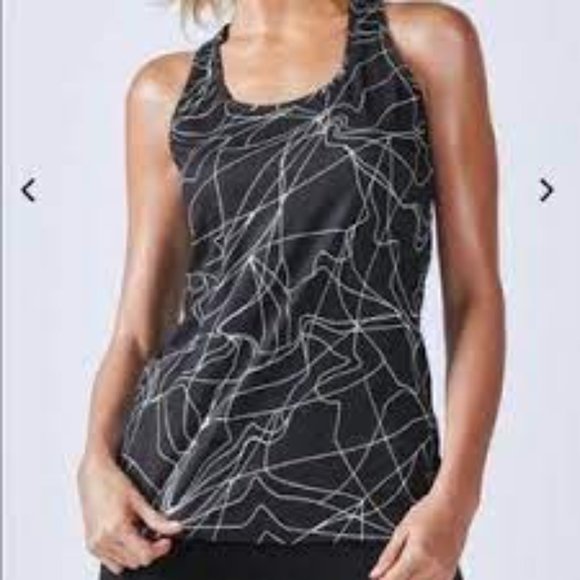 Fabletics Tops - Fabletics Athletic Fit Mary Tank Top Womens Size XS Black White Print